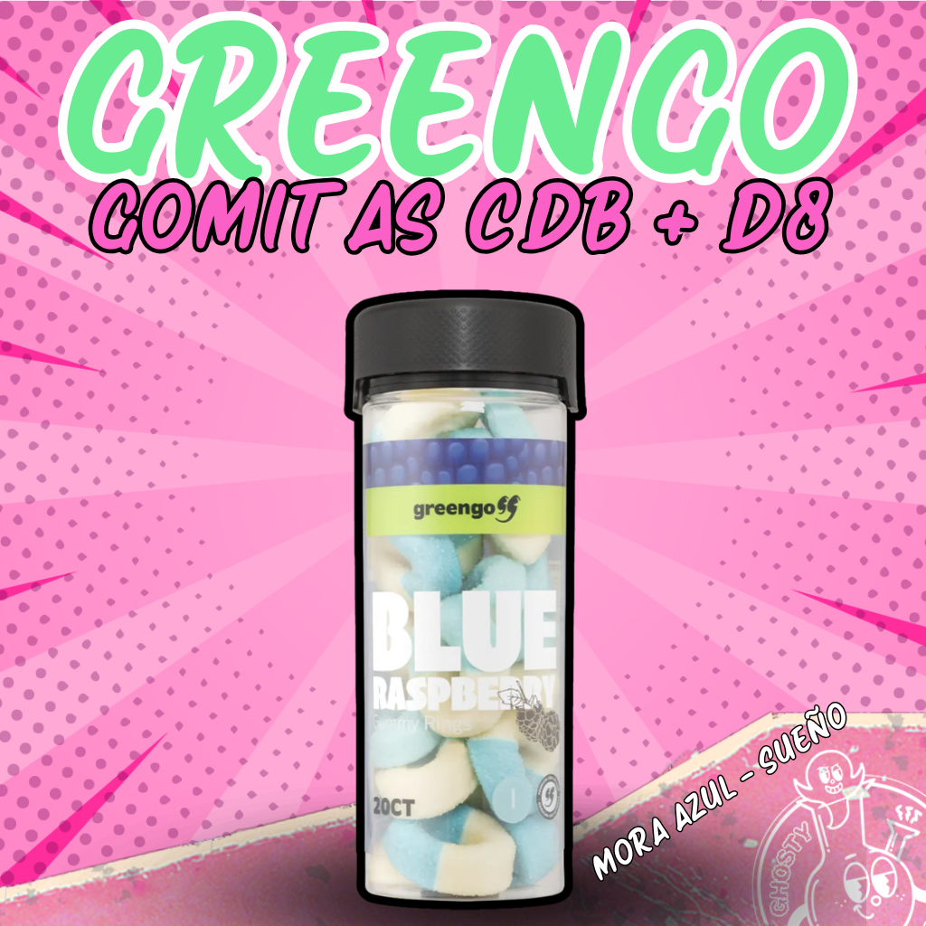 Gomitas Sabor Blue Raspberry – Delta8 + CBD (Indica) 800mg 20pzs